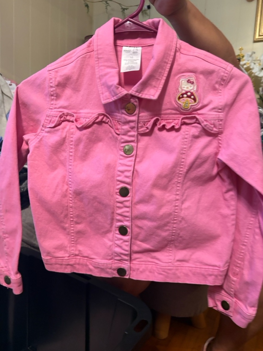 Hello Kitty Pink Ruffle Denim Jacket